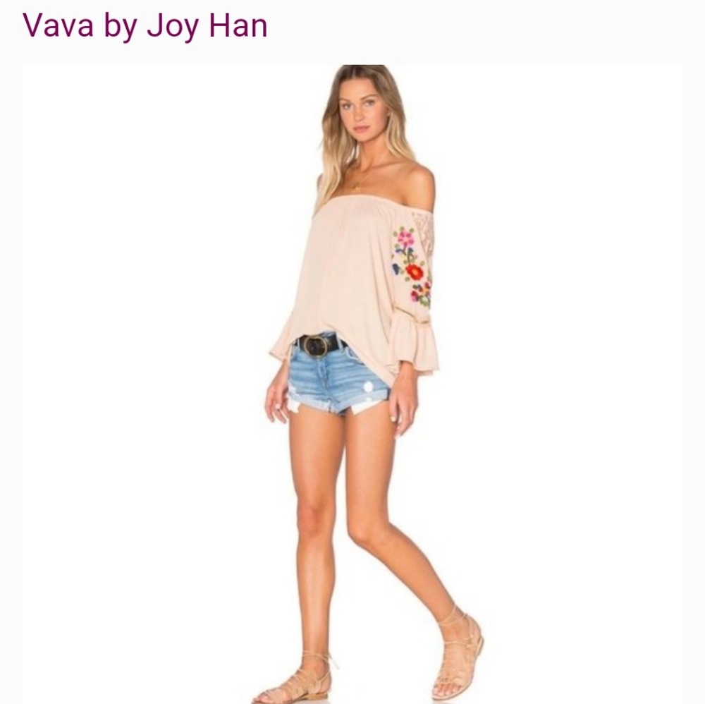 Vava by joy han off shoulder embroidery bohemian top XS *C2 - Picture 9 of 10